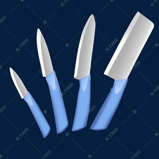 蓝色可爱金属水果刀的素材免抠水果刀可爱时尚蓝色视觉设计