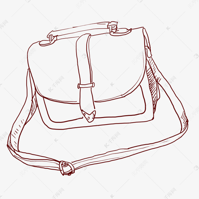 线描单肩背包插画