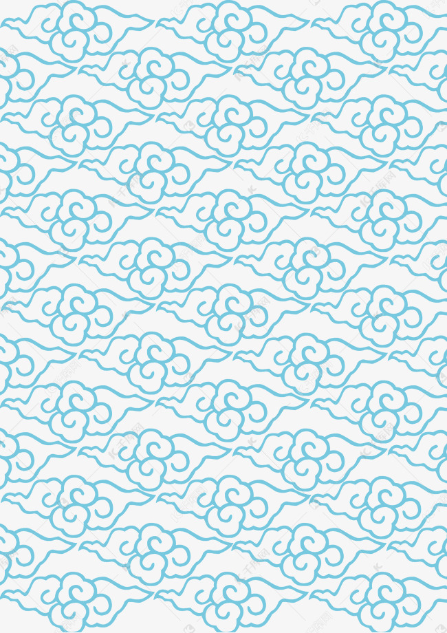 手绘线性云纹样插画