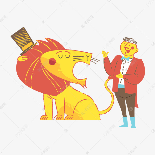 卡通马戏团驯兽师矢量素材
