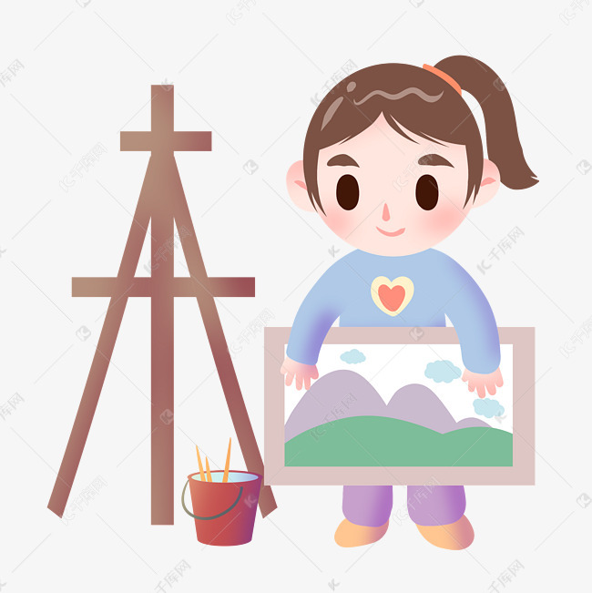 手拿画板的女孩