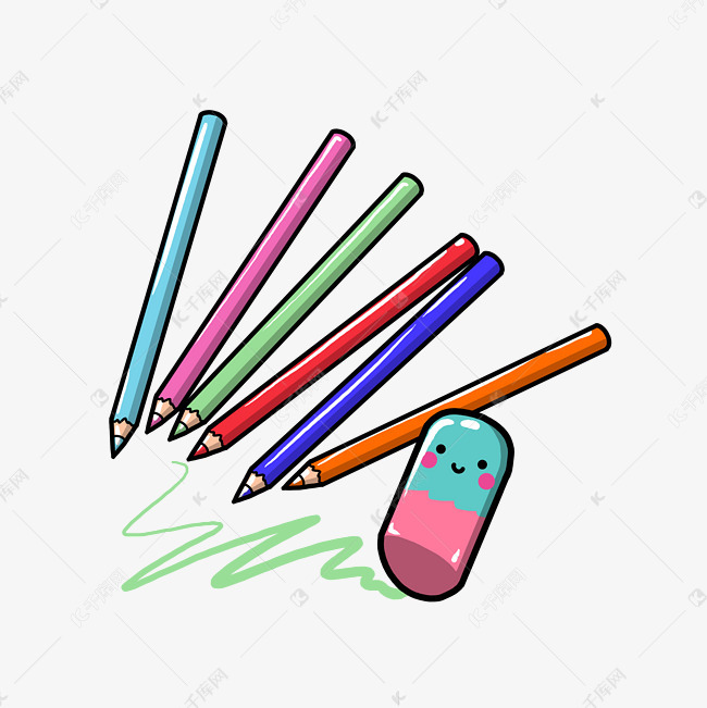 手绘彩铅橡皮插画