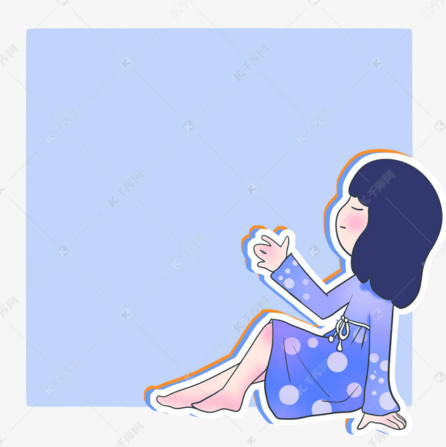 漂亮的小女孩边框插画素材图片免费下载-千库网
