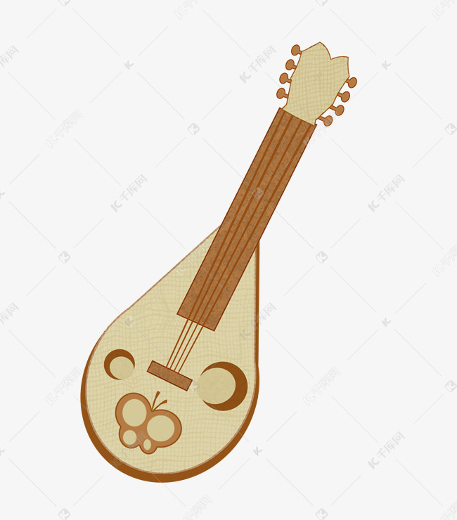 一把卡通的黄色冬不拉