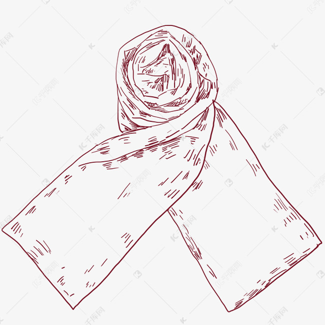 线描时尚围巾插画