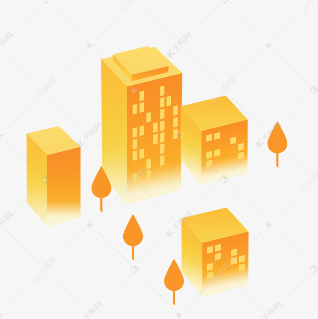 2.5d建筑手绘插画