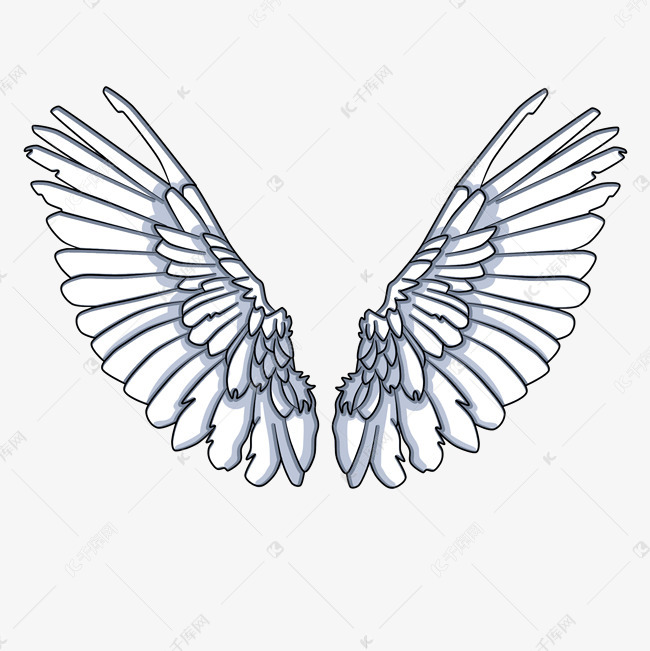 黑色线描大翅膀