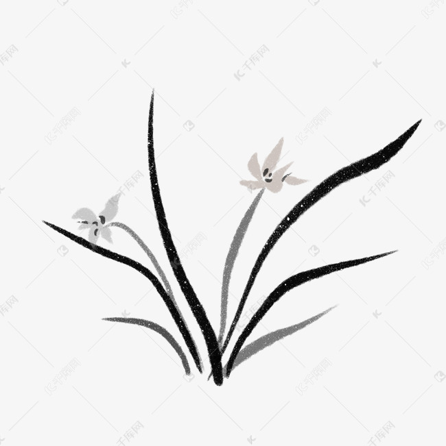 中国风兰花水墨小清新