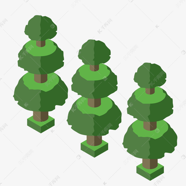 2.5d扁平化树木插画