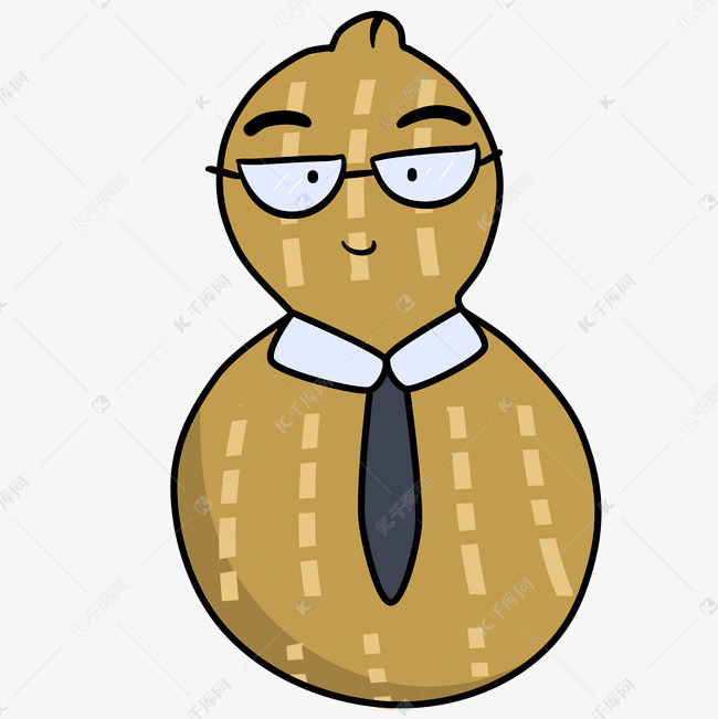 手绘卡通五谷杂粮花生领带先生