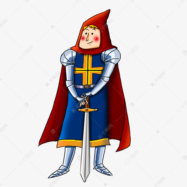 手绘十字军战士png素材