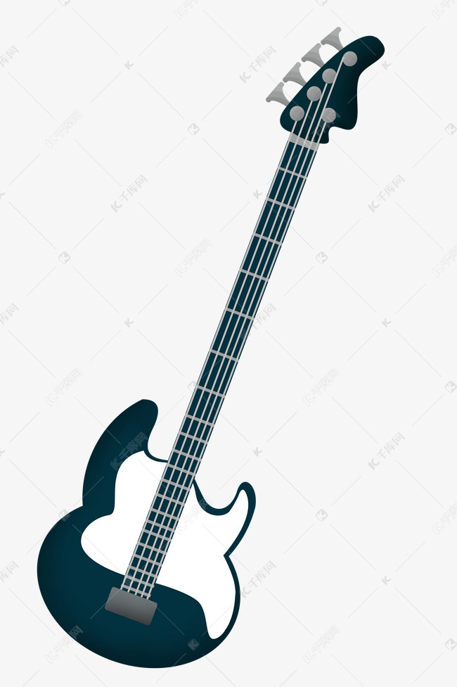 一把蓝色贝斯插画