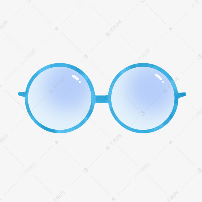 蓝色暗纹圆框眼镜素材图片免费下载 高清装饰图案psd 千库网 图片编号