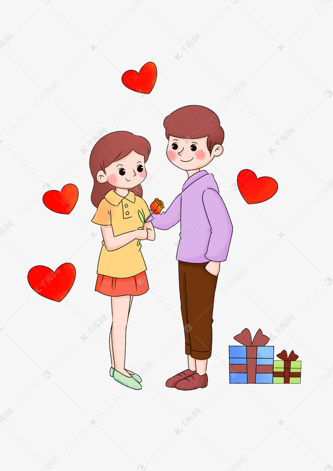 情人节约会的情侣插画