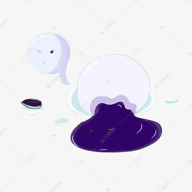 手绘吐魂汤圆插画