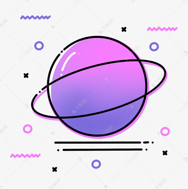 手绘mbe风格紫色星球
