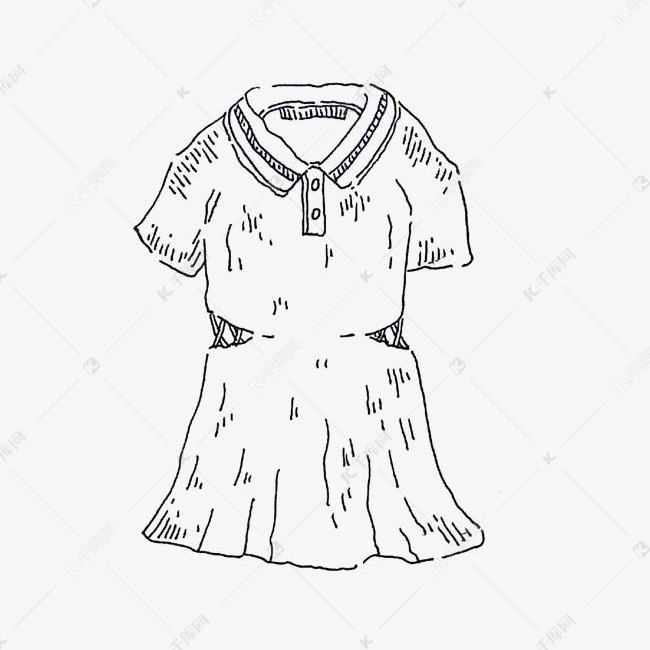 手绘黑白线条女装裙子
