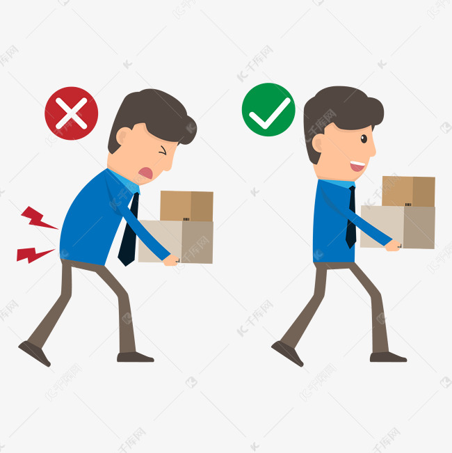 错误弯腰搬货示范矢量素材