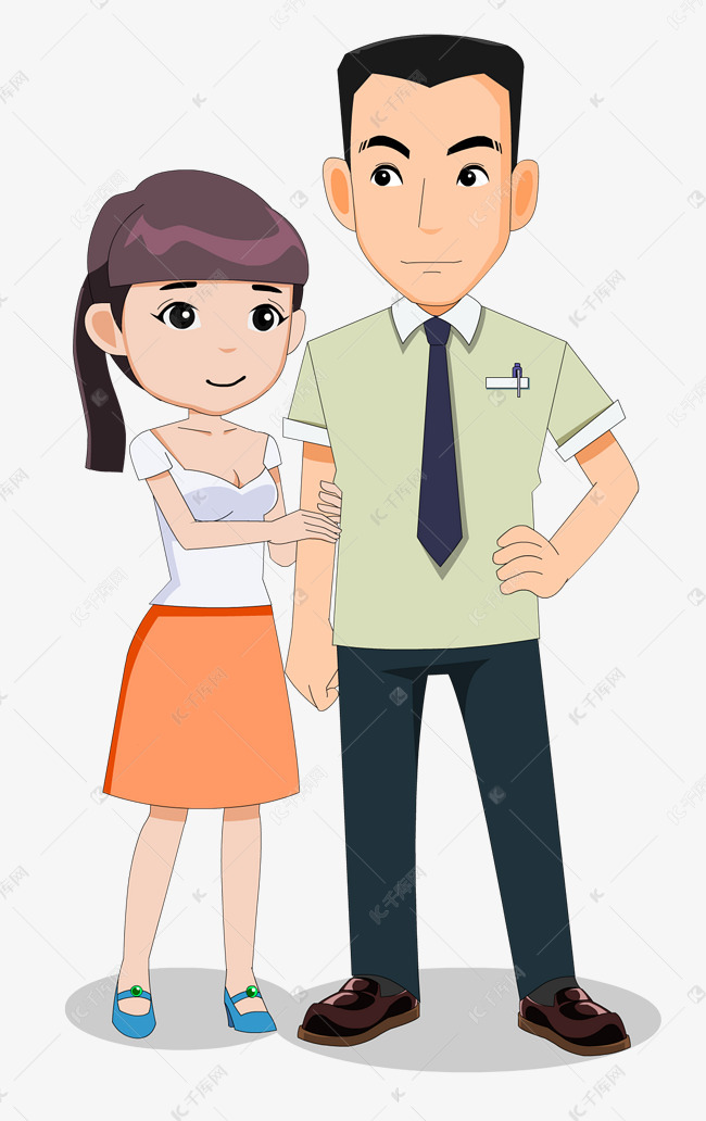 一对挽胳膊情侣