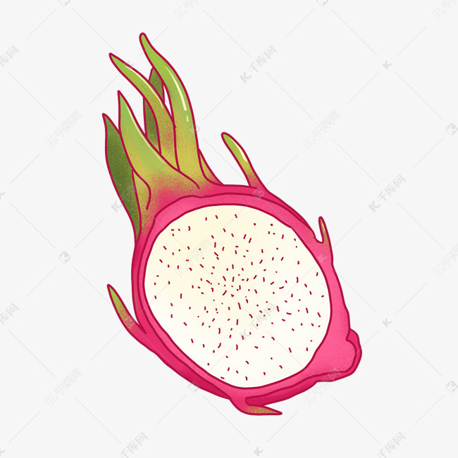 卡通手绘半个切开的火龙果png