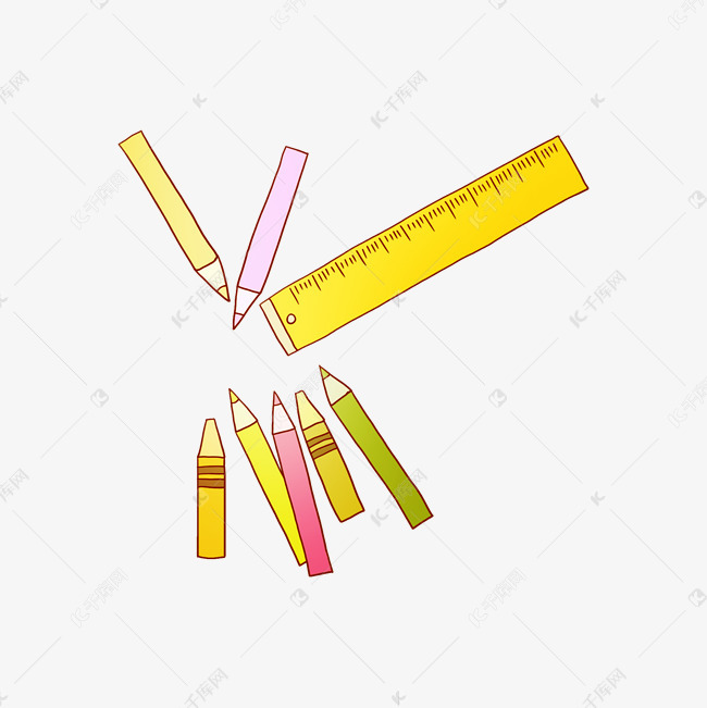 尺子铅笔手绘插画