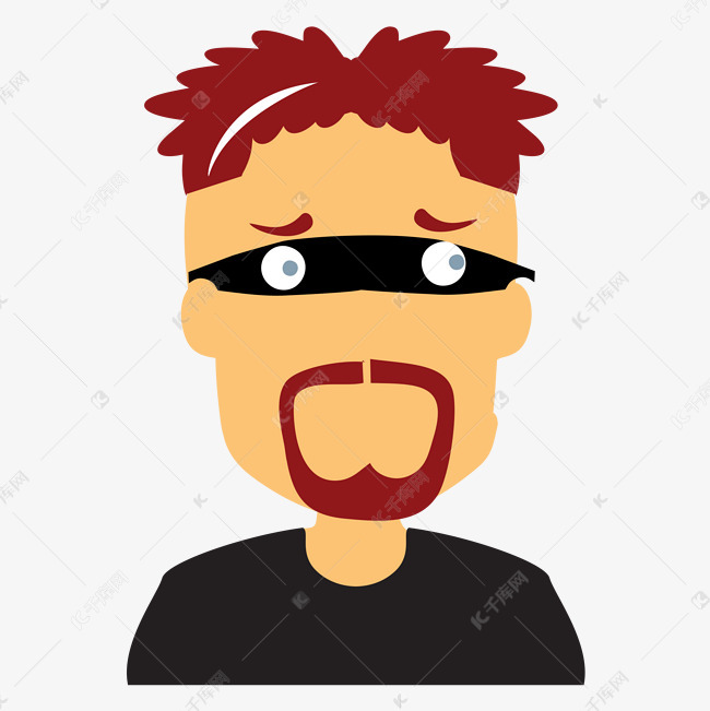 矢量蒙面长胡子的歹徒
