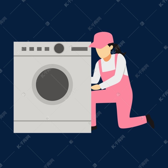 维修洗衣机的女人矢量素材