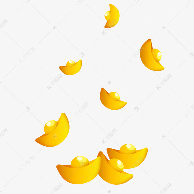 漂浮洒落的金元宝