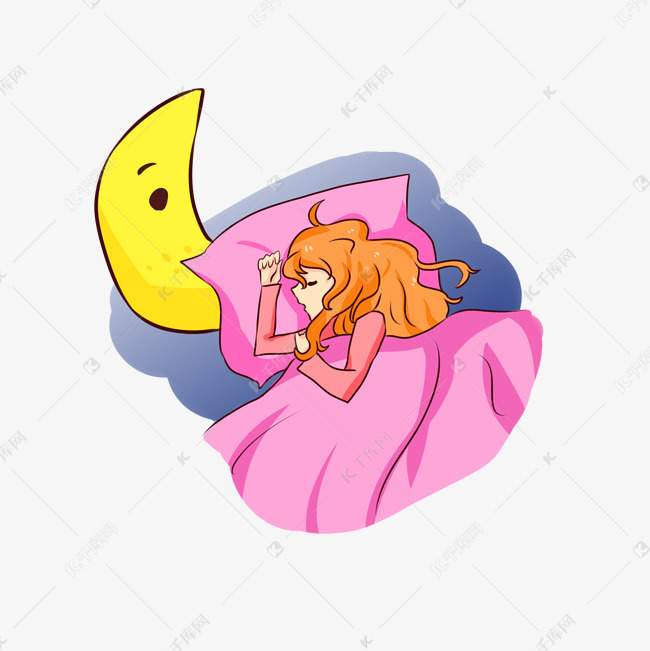 世界睡眠日卡通手绘小女孩睡觉矢