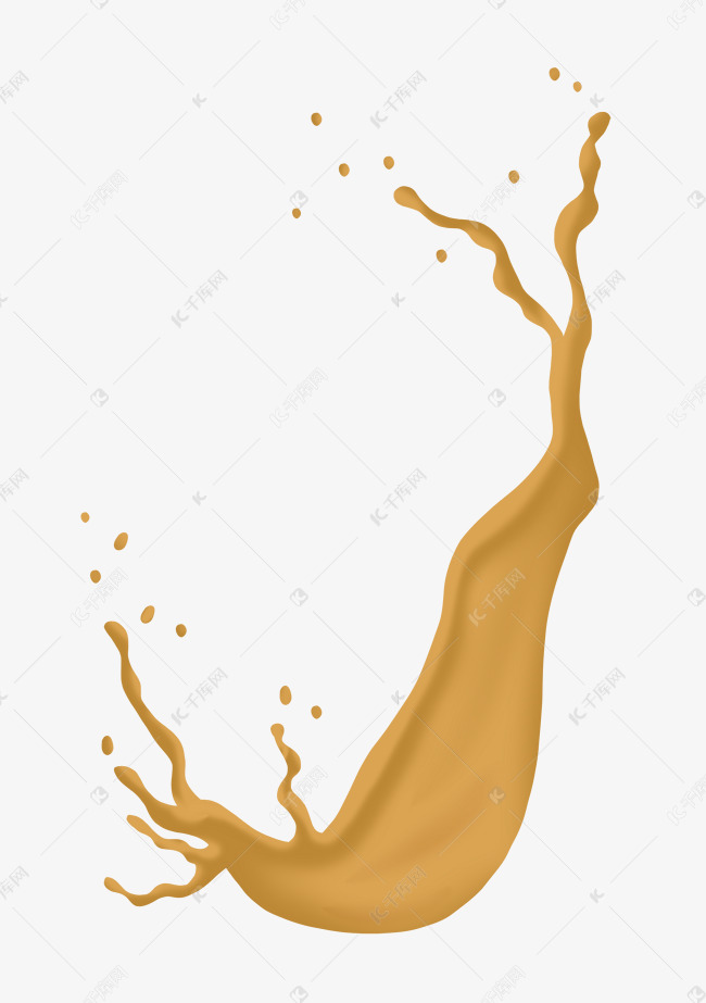 手绘飞溅奶茶插画