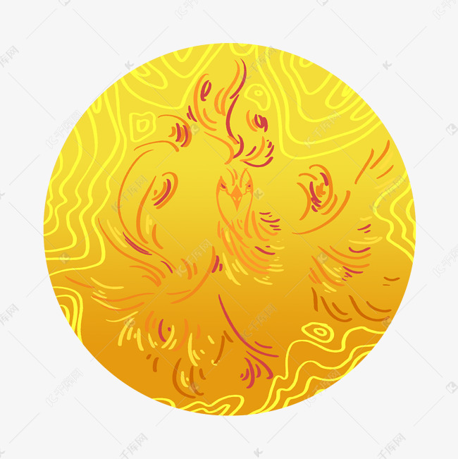 金色传统纹样神鸟太阳