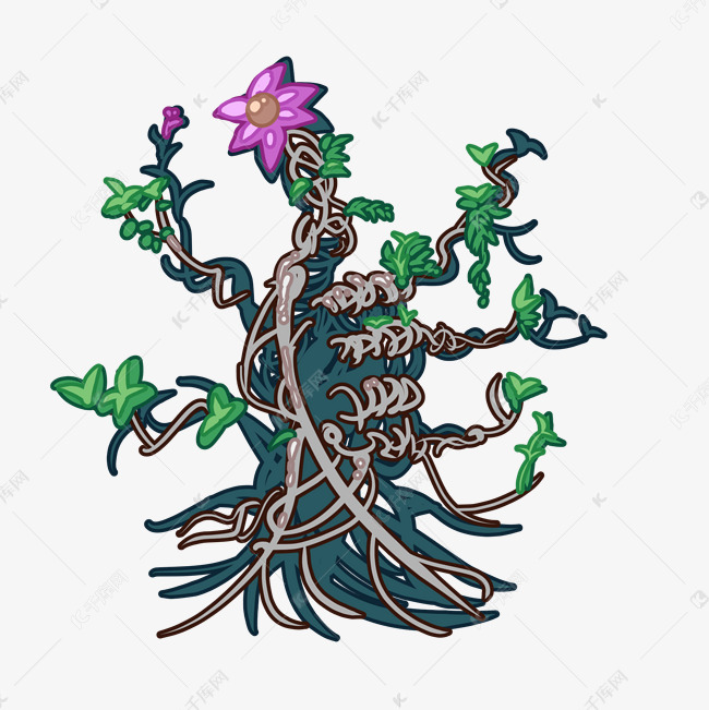 卡通藤蔓树木插画