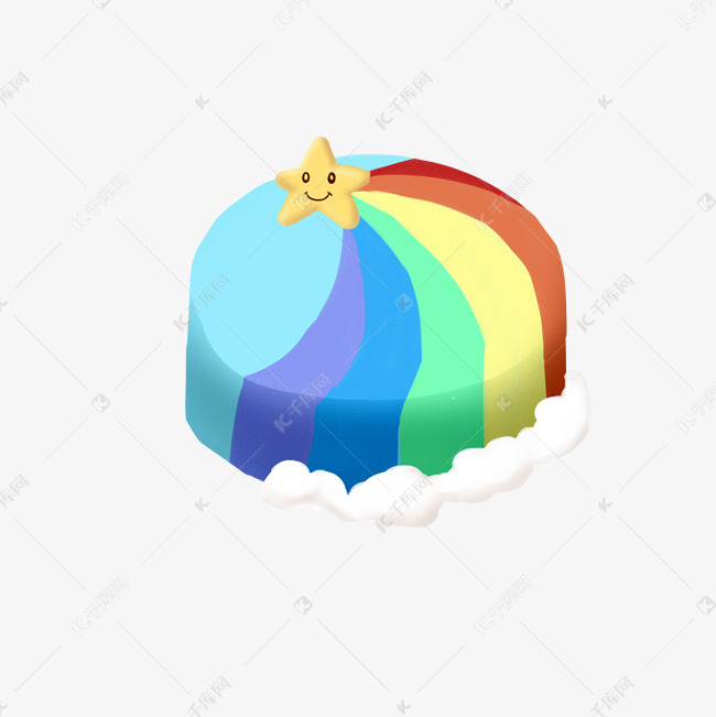 彩虹蛋糕手绘插画