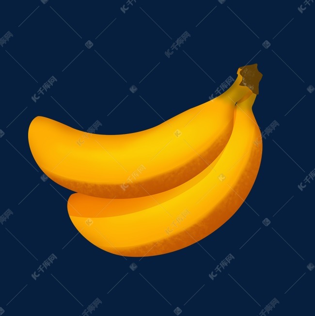 橙黄色两根香蕉psd免抠图