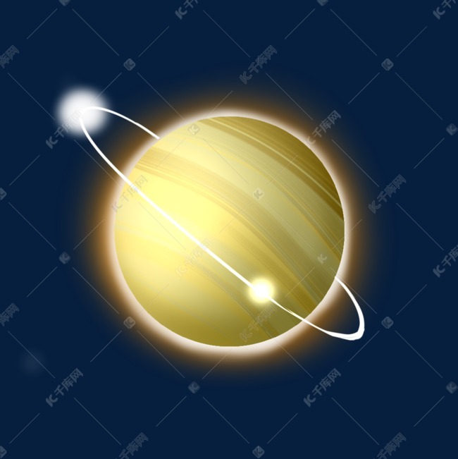 插画风发光围绕小恒星星球