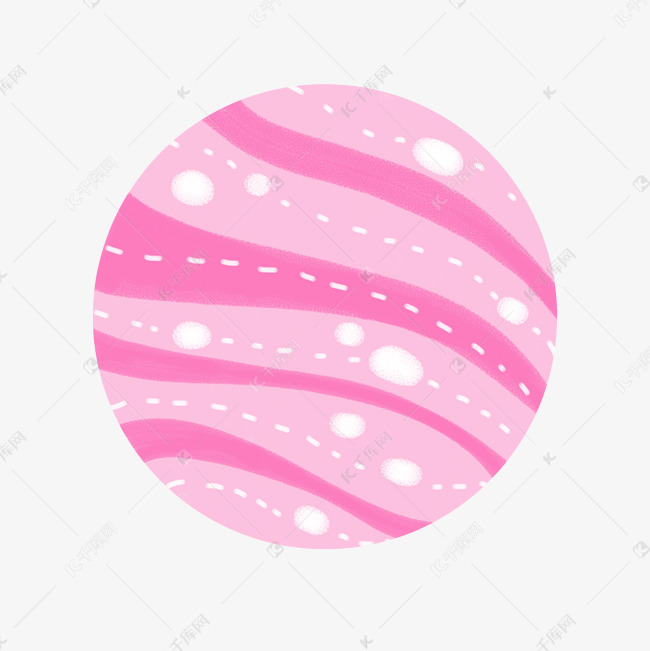 手绘粉色整个星球元素