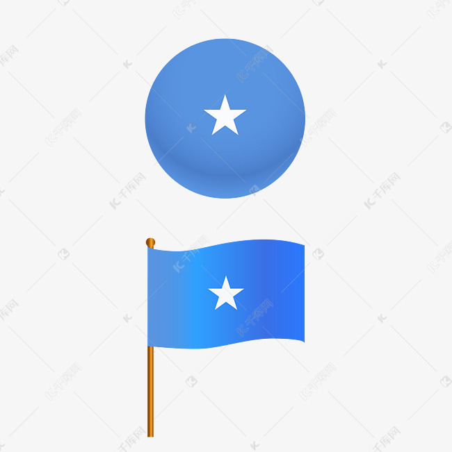 矢量卡通蓝色国旗