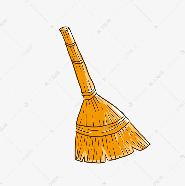 扫把手绘小清新