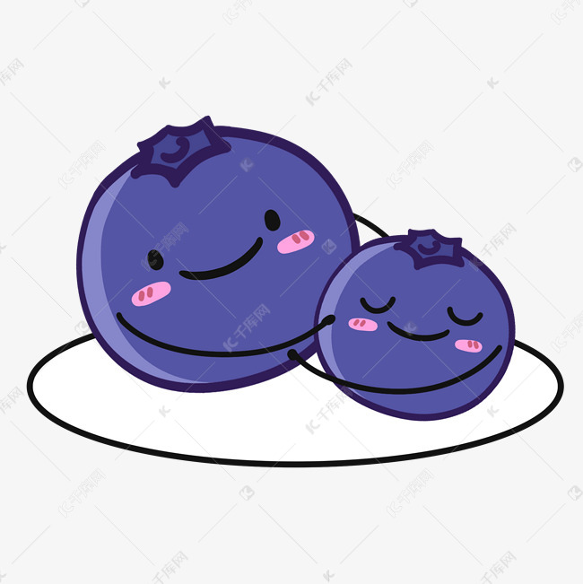 卡通抱团的两个蓝莓