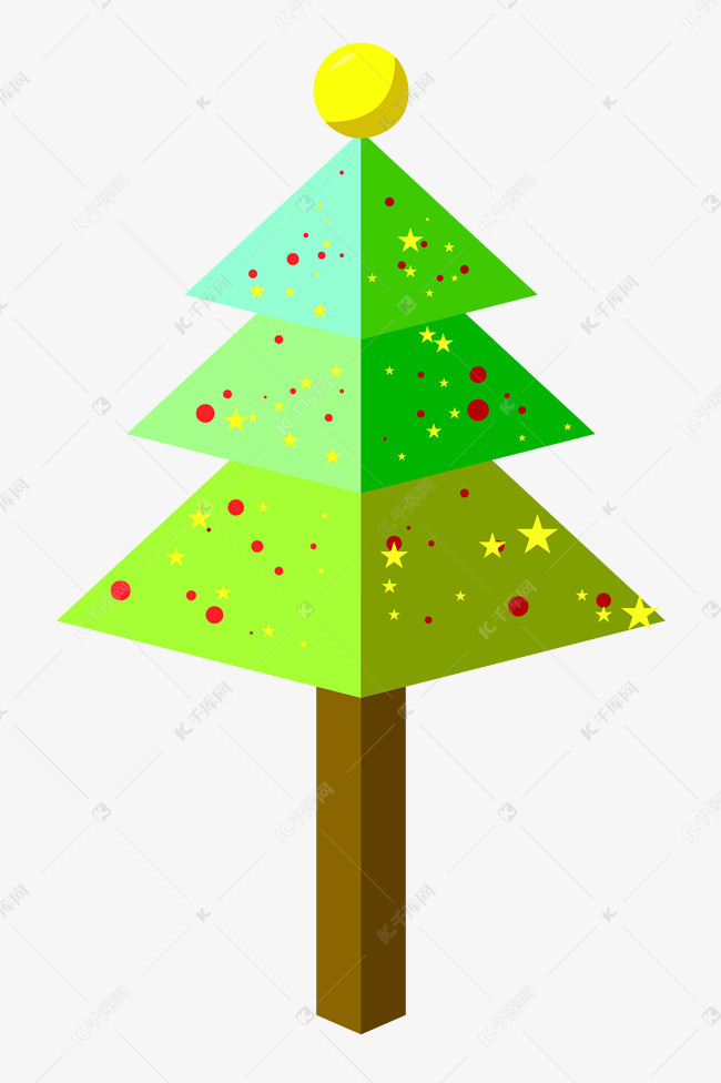 2.5d扁平化圣诞树插画
