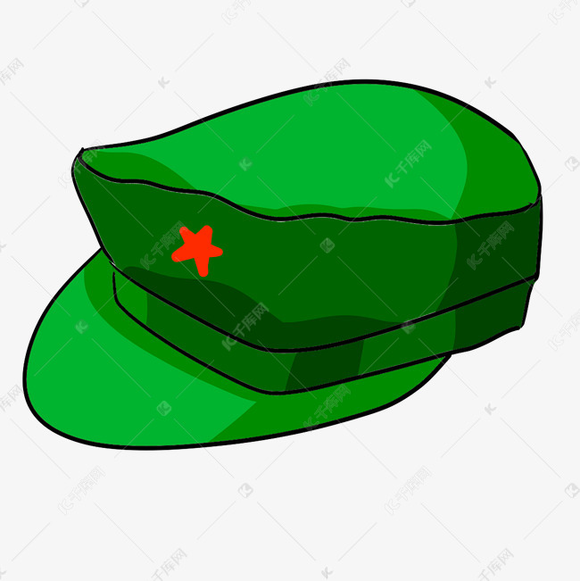 绿色手绘军人帽子元素素材图片免费下载 高清装饰图案psd 千库网 图片编号