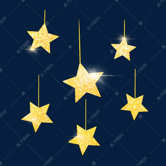 悬挂发光闪耀金色星星