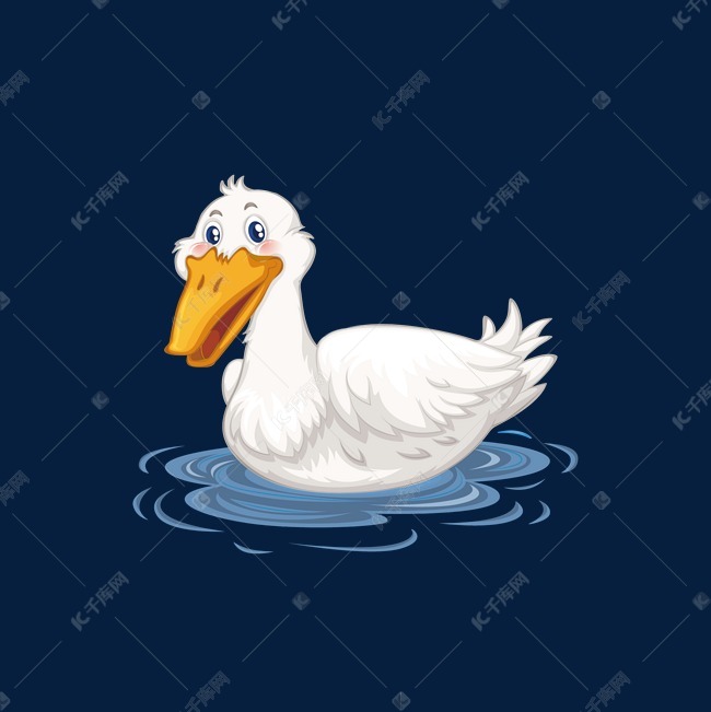 卡通浮游水上的白鸭子矢量素材