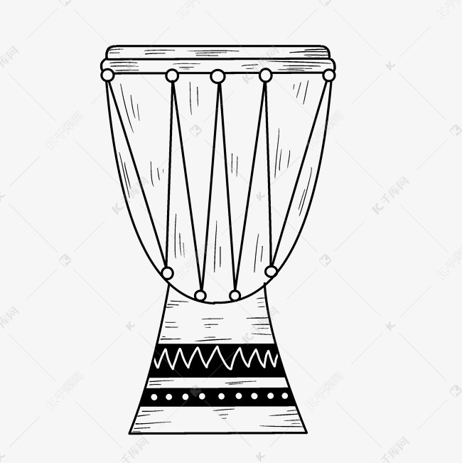 线描美丽的非洲鼓