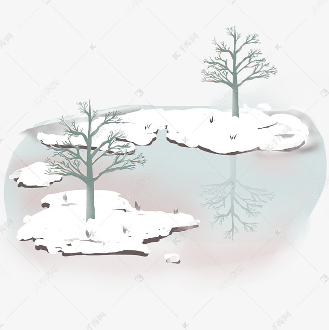 蓝色冰面雪