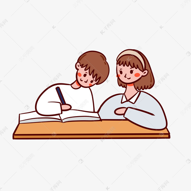 卡通可爱矢量免抠做作业的学生和老师素材图片免费下载-千库网