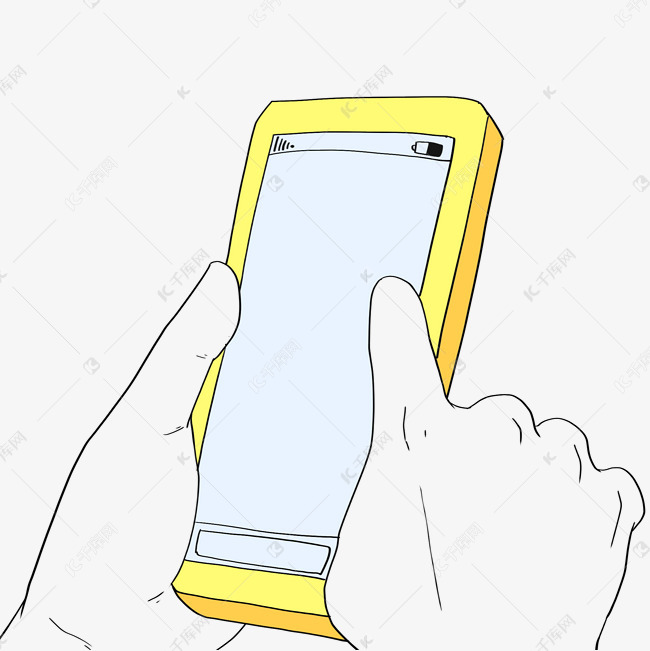 线描黄色的手机插画