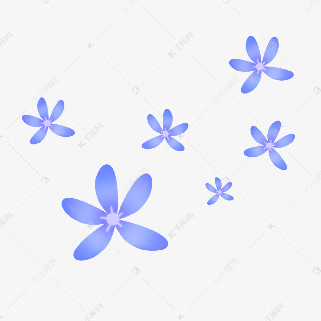 淡蓝色清新可爱卡通花素材图片免费下载 高清装饰图案psd 千库网 图片编号