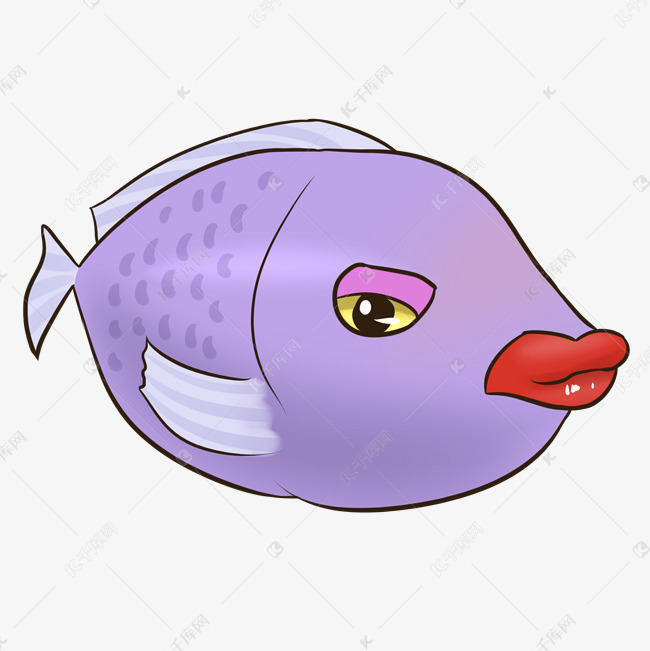 紫色可爱大嘴唇小鱼