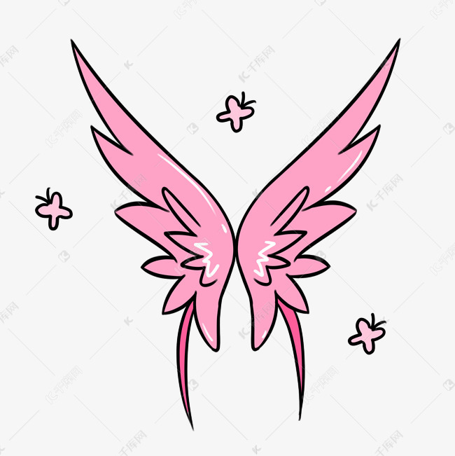 飞舞的翅膀手绘插画素材图片免费下载-千库网